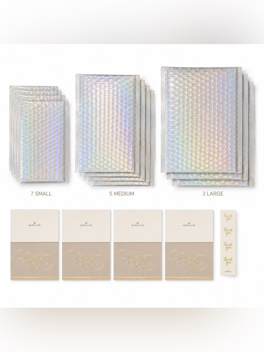 23-Piece Holographic Bubble Mailer Reseller Packaging Starter Kit